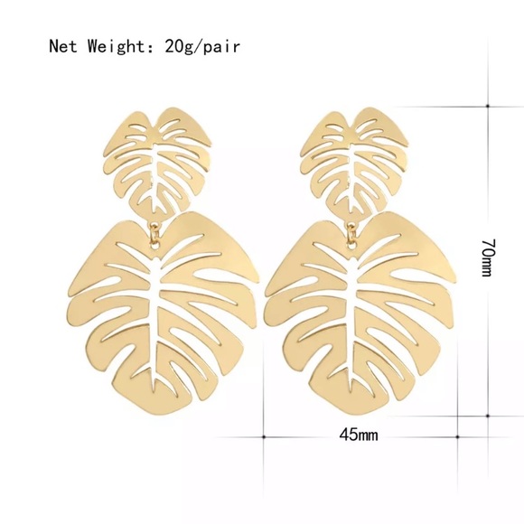 Leaf Drop Metal Earring - Picture 3 of 3